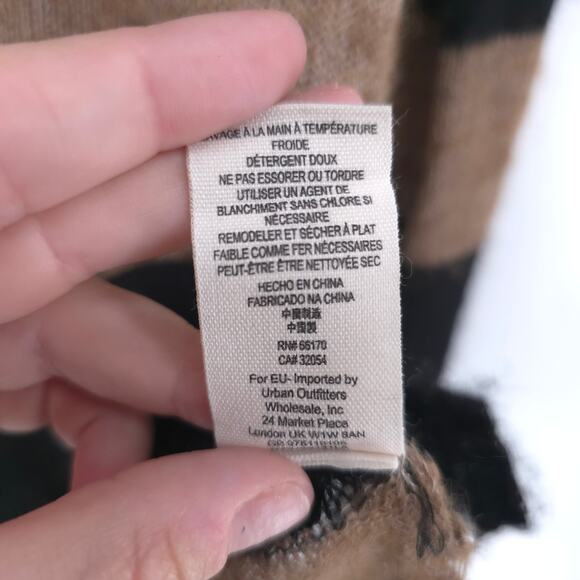 Free People Oversize Lulu Rugby Stripe Cowl Alpaca Wool Stretchy Sheer Sweater S - Picture 6 of 10